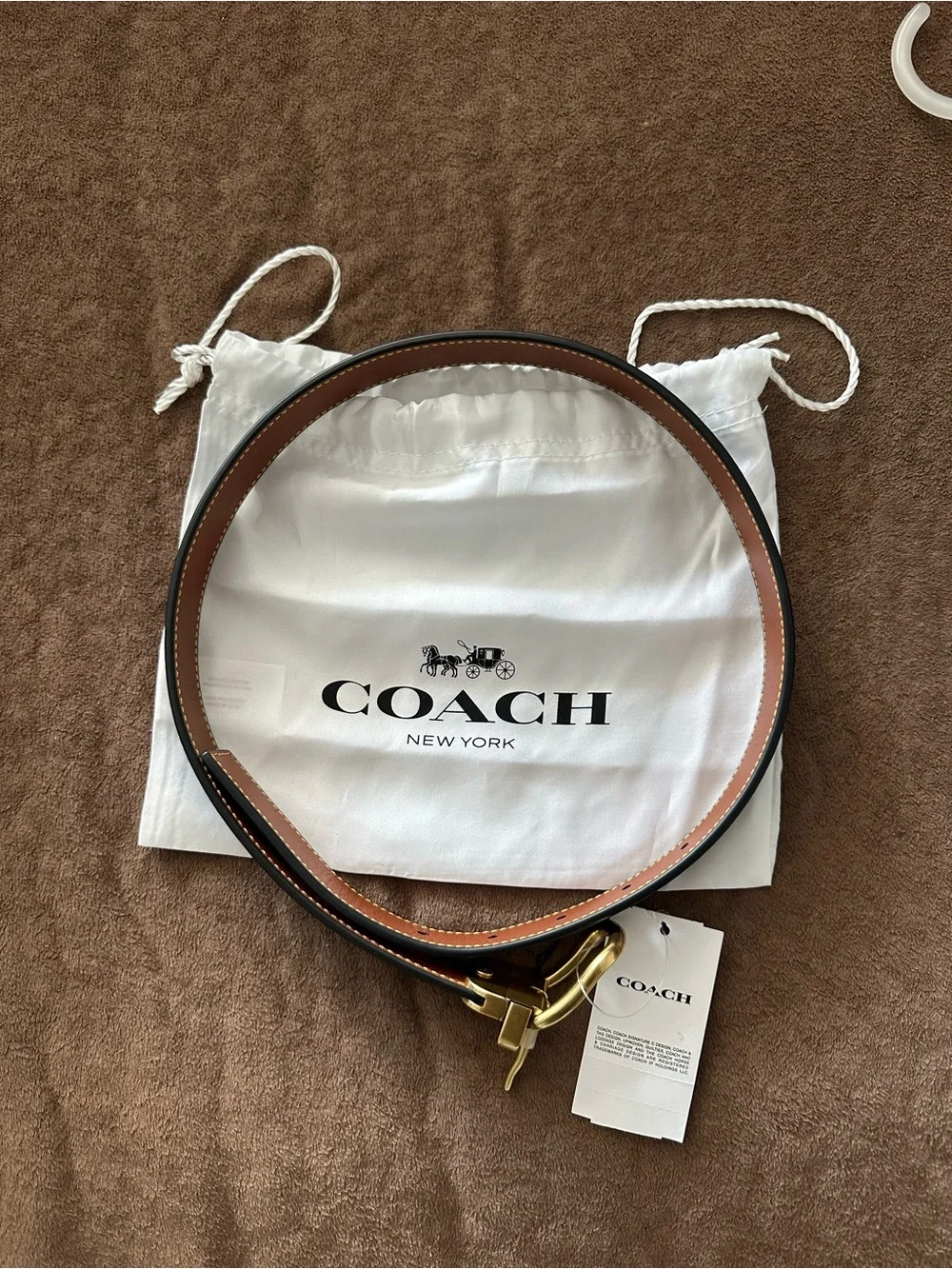 Coach reversible belt black/tan gold buckle